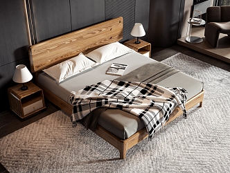 Japanese-style double bed 3d model