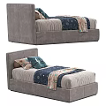 Modern Kids Bed With Upholstered Headboard Storage Drawers And Cozy Bedding