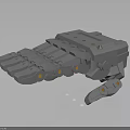 Sci Fi Robotic Arm 3D Model Design With Gray Structure Orange Accents And Glowing Lights 3d model