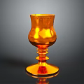 Orange Shiny Glass Cup With Decorative Layered Base For Household Daily Use