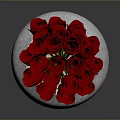 Decorative White Hexagonal Textured Carved Vase With Fresh Red Roses Arrangement