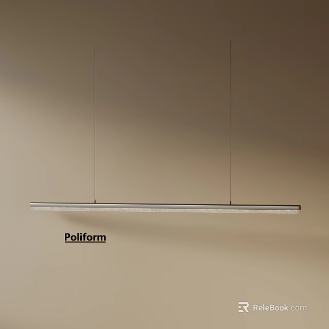 Modern Linear Hanging Chandelier by Poliform in Beige Wall Design 3d model