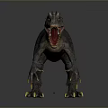 Fierce Dinosaur Character With Spiked Back Open Mouth Sharp Teeth And Yellow Claws