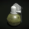 Military Hand Grenade With Green Casing White Fuse Metal Safety Pin And PTO Marking