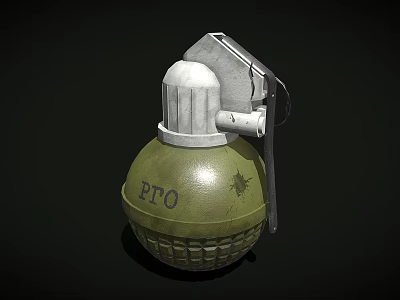 Military Hand Grenade With Green Casing White Fuse Metal Safety Pin And PTO Marking 3d model