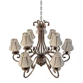 Tech Exhibition Hall Interior With Vintage Ornate Chandelier Metal Frame Multiple Lampshades