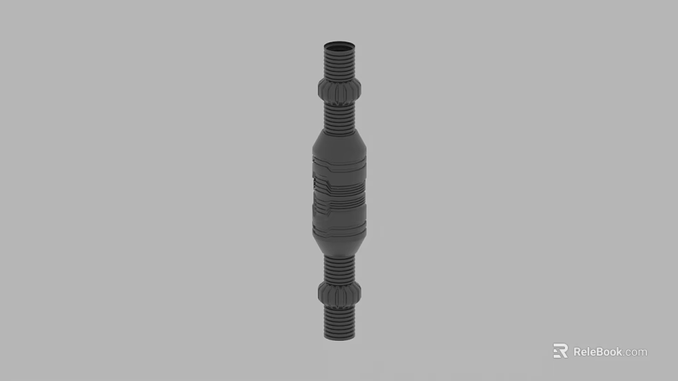 Black Industrial Mechanical Component With Threaded Ends Cylindrical Shape And Structural Details 3d model 