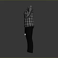Casual Daily Clothing Outfit With Plaid Shirt White T-shirt And Dark Pants