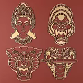 Japanese Metal Carving Japanese Patterns and Wind Patterns Traditional Carving 3d model