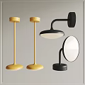 Modern Lighting Combinations With Yellow Black Table Lamps And Round Shade Wall Lamp