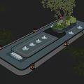 Contemporary Water Fountain Design With Decorative Lights Green Plants Stone Base And Tile Floor