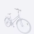 Light Yellow And Blue Bicycle With Black Handlebars Rear Rack And Tires