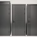 Three Modern Black Hinged Doors With Different Textured Patterns For Interior Spaces 3d model