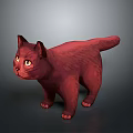 Red Cat 3D Model In Standing Pose With Gray Background And Detailed Design