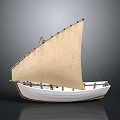 Traditional Sailboat With Canvas Sail White Hull And Wooden Details For Water Transportation
