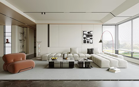 Modern living room sofa coffee table combination 3d model