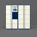 Blue And White Evidence Storage Cabinet With Digital Screen And Multiple Compartments 3d model