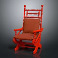 Comfortable Leisure Rocking Chair with Orange Wooden Frame and Brown Cushion