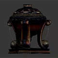 Ornate Decorative Furniture Piece With Carved Lid And Intricate Decorative Legs