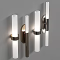 Modern Illuminated Wall Lamps with Gold Silver Metal and White Shades on Grey Wall