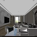 Modern Hotel Guest Room Interior With Cozy Sofa TV And Floor to Ceiling Window