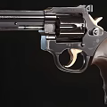Classic Revolver Handgun With Wooden Textured Grip And Metal Body Design