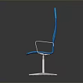 Modern Blue Upholstered Chairs With Metal Armrests And Star Shaped Base