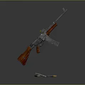 3D Render Of Detailed Rifle With Wooden Grip Stock And Magazines