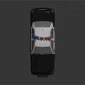 Black And White Police Car With Red Blue Emergency Lights And Yellow Stripe
