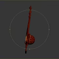 Red Sitar Traditional Indian Musical Instrument With Wooden Body And Strings