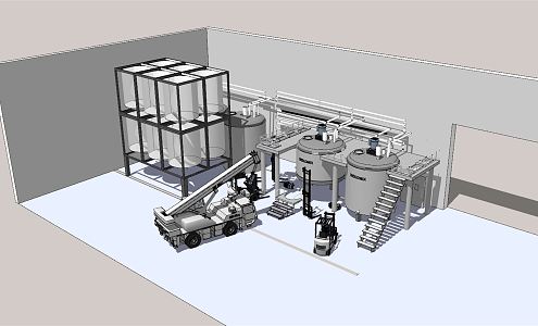 Modern Industrial LOFT Equipment Factory Equipment Crane Machinery Site 3d model