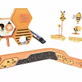 Bee Themed Playground Equipment Featuring Hexagonal Structures Slide Bee Sculptures And Ground Patterns 3d model