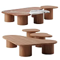 Modern Wooden Coffee Table Designs With Unique Shape Tops And Round Legs