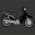 Black Motorcycle With Blue Green Stripes Black Seat Silver Wheels And Headlight