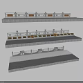 Decorative Railings Featuring Three Different Architectural Designs and Stone Bases 3d model