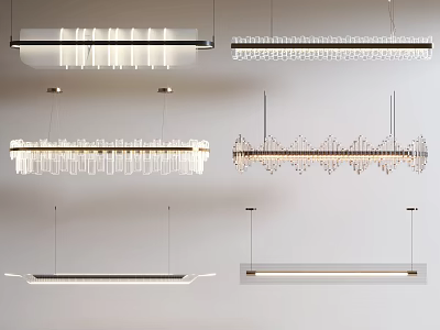 Modern Chandelier Designs With Linear Crystal Strips And Geometric Metal Frames 3d model