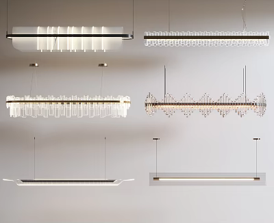 Modern Chandelier Designs With Linear Crystal Strips And Geometric Metal Frames 3d model