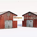 Red Wooden Sheds With Metal Roof And Wood Bros Limited Sign