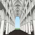 Sacred Religious Gothic Church Interior With High Arched Ceilings And Tall Columns