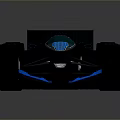 Futuristic Race Car With Sleek Design Blue Accents Large Wheels And Rear Wing
