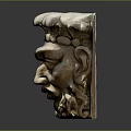Classical Stone Architectural Decorative Element With Intricate Face Carving And Ornate Top Design