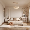 Cream French Style Bedroom 3d model