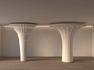 Modern Decorative Columns With White Crown Design In Indoor Ceiling Lighting Space 3d model