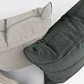 Soft Fabric Throw Pillows with Striped Design in Light Beige Gray and Dark Green