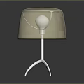Beige Round Stool With Shiny Metal Three Legged Base And Modern Design