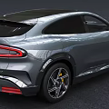 Silver Electric Coupe SUV With Modern Sleek Design And Aerodynamic Body
