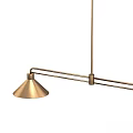 Modern Brass Conical Pendant Lights With Hanging Metal Rods And Multiple Shades