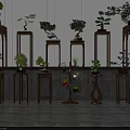 Wooden Flower Stands With Various Designs For Indoor Bonsai Plant