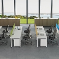 Open office area desk station staff office with bed station financial office office staff office 3d model