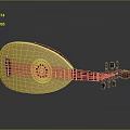 Daily Life Musical Instrument Traditional Lute with Wooden Body and Intricate Carvings